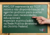 MPC/DF representa ao TCDF sobre a não disponibilização de agentes públicos para auxiliar alunos com necessidades educacionais especiais matriculados na Rede Pública de ensino do Distrito Federal.
